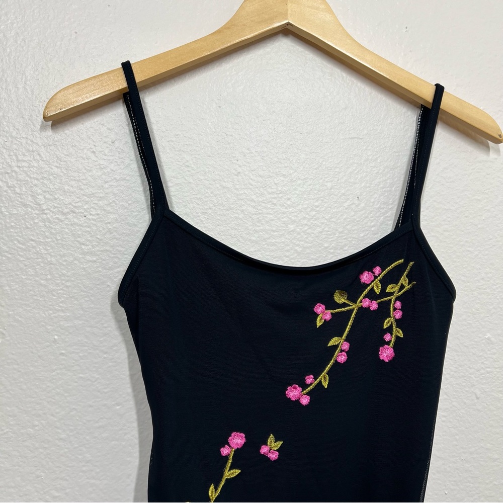 Oscar De La Renta Black Cherry Blossom Embroidered One Piece Swim - Picture 4 of 12